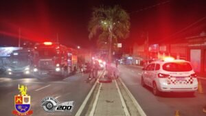 Veículo seguia pela via quando colidiu violentamente contra um coqueiro localizado no canteiro central.