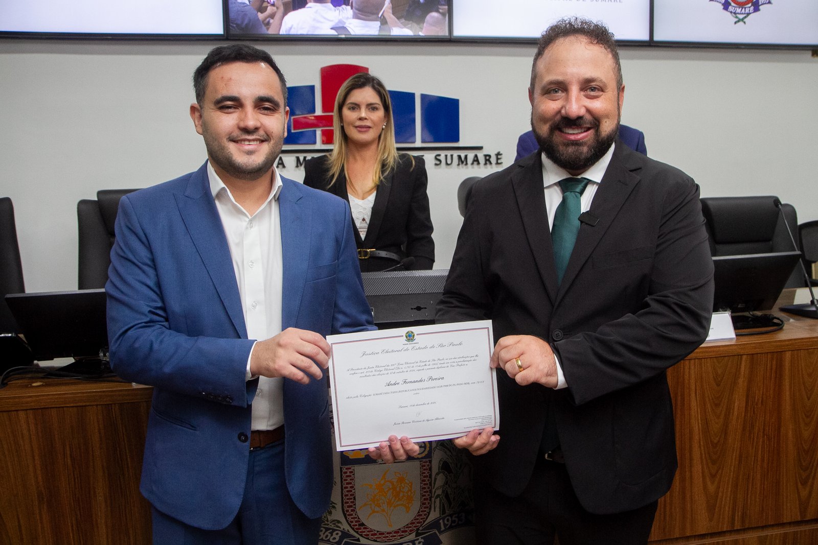 Henrique do Paraíso, André da Farmácia e vereadores eleitos são diplomados pela Justiça Eleitoral em Sumaré