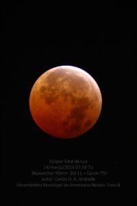 Observatório Municipal de Americana abre para observação do eclipse lunar na noite de quinta-feira