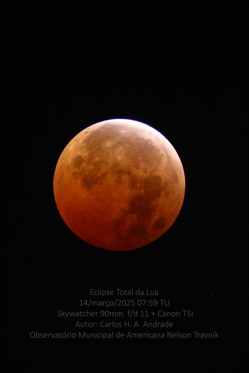 Observatório Municipal de Americana abre para observação do eclipse lunar na noite de quinta-feira
